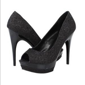 Delicious black 8.5 glitter open toe heels